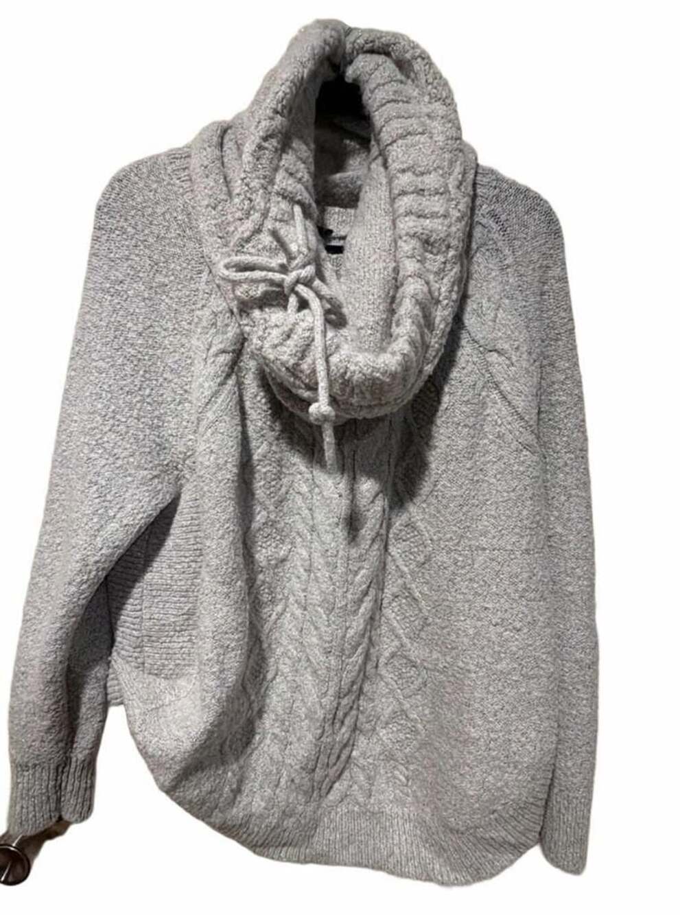 Simply Vera Wang Oversized Cable Knit Sweater with Detachable l Neck, XL Grey w